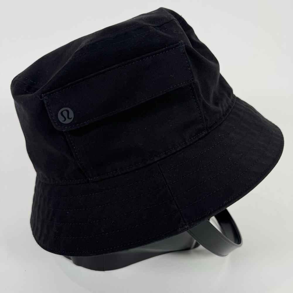 Lululemon On My‎ Level Bucket Hat Women Small/Medium Black Cotton Pocket lw9dxts